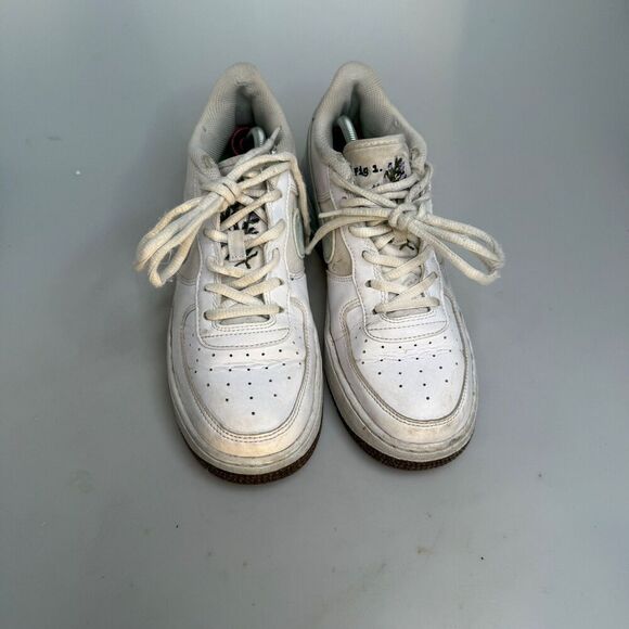 Nike Air Force 1 Indigo DA3093-100 White Blue Tan Speckled Sole Size 6 Youth GUC - Picture 11 of 16